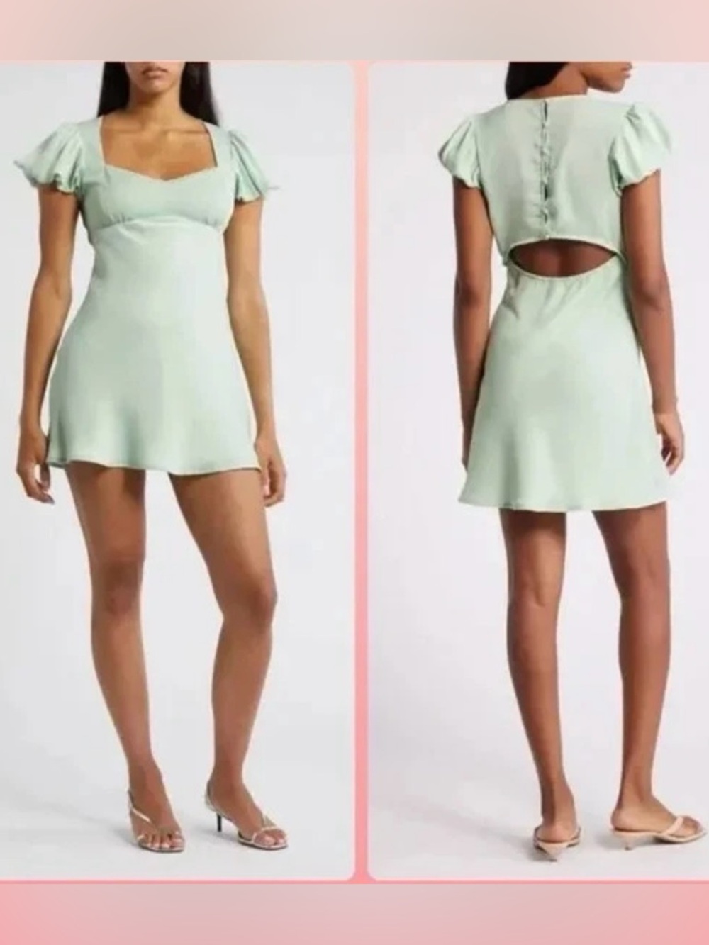 NWTs All in Favor soft green open back mini dress - msrp $69 - Size Medium
